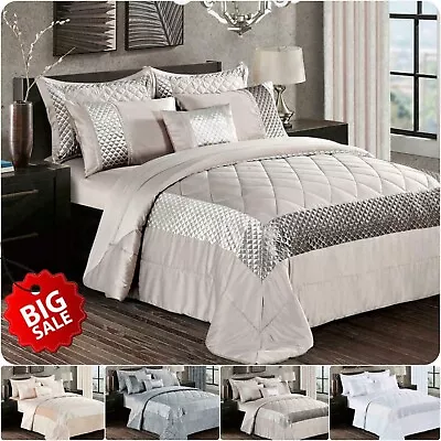 3 Piece Velvet Quilted Bedspread Bed Throw Luxury Bedding Set Double King Sizes • £8.49