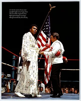 MUHAMMAD ALI WEARING ELVIS PRESLEY'S ROBE BOXING 8 X10  Book Page Clipping M599 • $5