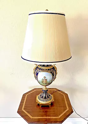 Marbro Lamp Co  Regency Table Lamp Hand Painted Vintage French Ormolu Porcelain • $699