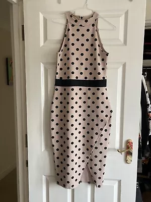 £7.99 • Buy Quiz Halter Neck Beige Polka Dot Body Con Dress, 12