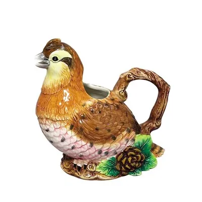 Pitcher Hand Painted QUAIL Andrea By Sadek J Willfred Design #61106 • $18