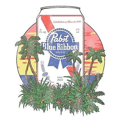 PBR Pabst Blue Ribbon Brew Sticker Palm Tree Sunset Classic Retro Vintage Beer • $5