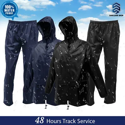 £7.89 • Buy Men's Adults Waterproof Jacket Rain Coat & Over Trousers Outdoor Womens Rain Mac