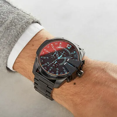 Diesel Mega Chief Black Ion-plated Chronograph Steel Quartz Men's Watch DZ4318 • $218