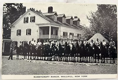 Vintage SUNNYCROFT RANCH Wallkill New York Postcard B&W Photo Horses Riders • $7.99