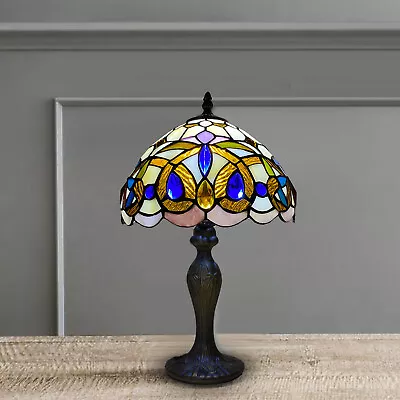 £75 • Buy Tiffany Diamond Style 10 Inch Table Lamp Handcrafted Stained Glass For Room UK
