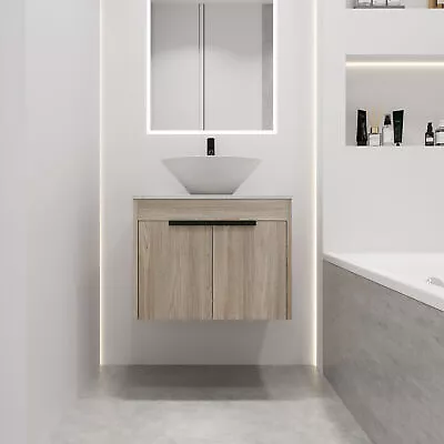 24 Wall Mounted Design Float Bathroom Vanity With Ceramic Basin SetWhite Oak • $375.36