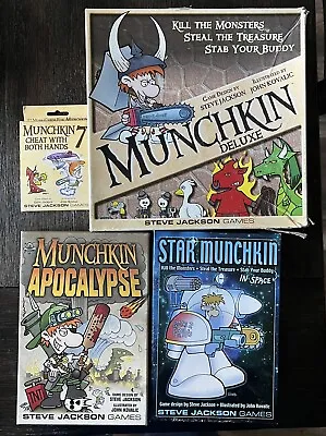 Munchkin Deluxe Card Game Lot Base Game + Expansions (Apocalypse Star Munchkin) • $50