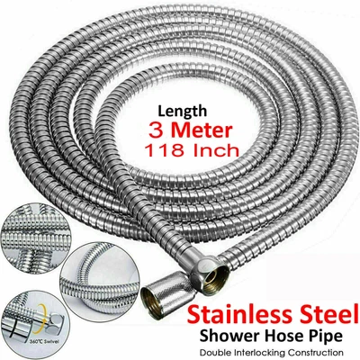 $9.99 • Buy 10FT Shower Head Hose Handheld Extra Long Stainless Steel Bathroom Flexible Tube