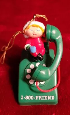 Avon Christmas Ornament 1-800-Friend Elf On Rotary Dial Desk Phone Green Vintage • $9.99