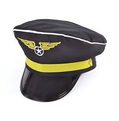 £6.49 • Buy Mens Airline Pilots Cap Hat For Air Stewardess Cabin Crew Fancy Dress Accessory