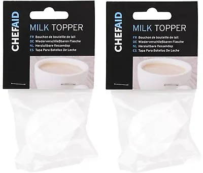 2x Chef Aid Milk Mate Bottle Top Re-Useable Lid Cap Cover Easy Pouring • £4.70