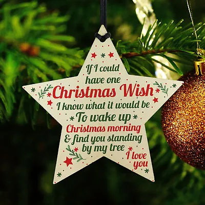 £3.99 • Buy Christmas Wish Mum Dad Grandad Wood Star Memorial Tree Decoration Ornament