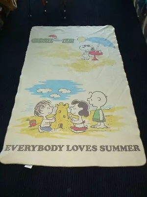 Vtg Chatham 1970s PEANUTS Snoopy Charlie Brown Blanket Summer Joe Cool Woodstock • $69