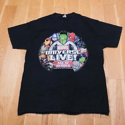 Marvel Universe Live T Shirt L Age Of Heroes Crew Neck Comic Book Spiderman Y2K • £7.69