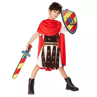 £18.49 • Buy Boy’s Gladiator Costume Halloween Spartan Roman Greek Warrior Toga Soldier