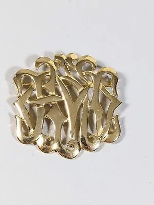 Vintage M Jent Gold Tone Monogram Large Pin • $9.09