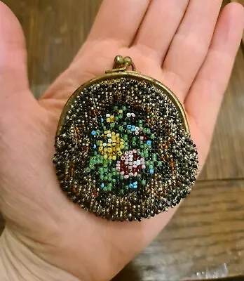 £24.50 • Buy Coin Purse 1920s Antique Beaded Round Bag 20s Flapper Vintage Ladies Evening 