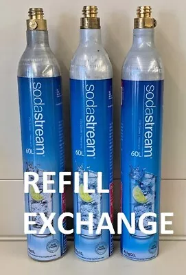 Soda Stream Co2 Gas Refill Service 425g. Cylinders X3 Exchange Free Return Post • £27.49