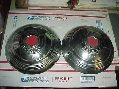 Pair Of Vintage 10  Packard Dog Dish Bowl Hubcaps Red Hexagon • $69.99