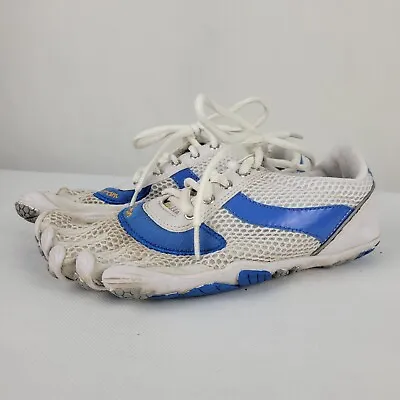 Vibram Fivefingers Speed Womens 7 US 38 EU White Blue Minimalist Shoes Lace Up • $34.97