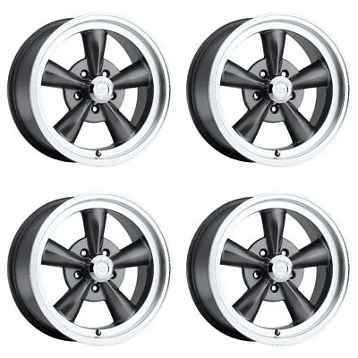 Set 4 15  Vision Muscle 141H Legend 5 Gunmetal Wheels 15x7 15x8 5x4.5 Ford Mopar • $526