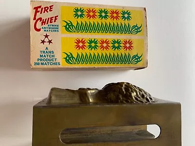 Vintage Match Box Holder & Matches With Partial Box Of Wood Fire Chief Matches. • $5