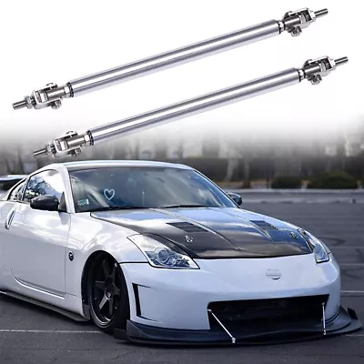 Adjustable Silver Front Bumper Lip Splitter Strut Rod Tie Support Bar For Nissan • $22.99