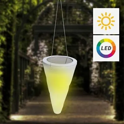 17cm Multi Colour Changing Solar Lamp Hanging Cone Outdoor LED Garden Lights • £7.60