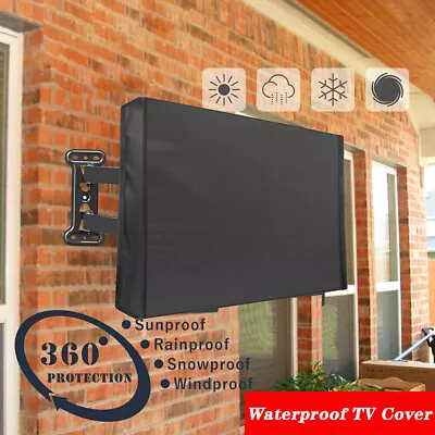 Black Outdoor TV Cover Waterproof Television Protector For 22''to 52''LCD LED UK • £12.11