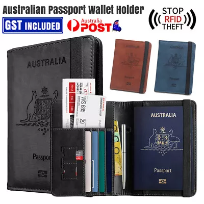 Travel Passport ID Wallet Holder Cover RFID Blocking Card Case Cover PU Leather • $9.80