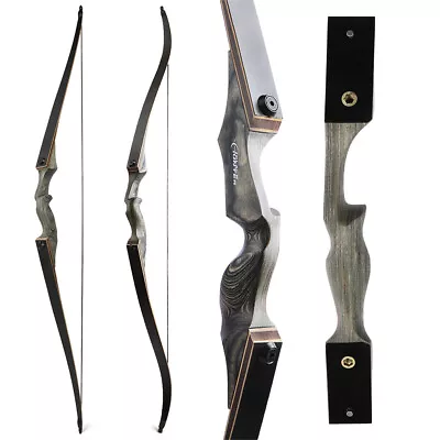 60  Takedown Longbow Recurve Bow 20-60lbs Wooden Archery Hunting Black Hunter • $111.59