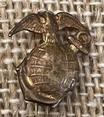 Vintage USMC Marine Corps EGA Eagle Globe & Anchor Sterling Collar Pin Badge • $22