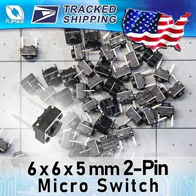 2 Pin Momentary Contact Switch 6x6x5mm Push Button Microswitch 6*6*5 DIP BLACK • $8