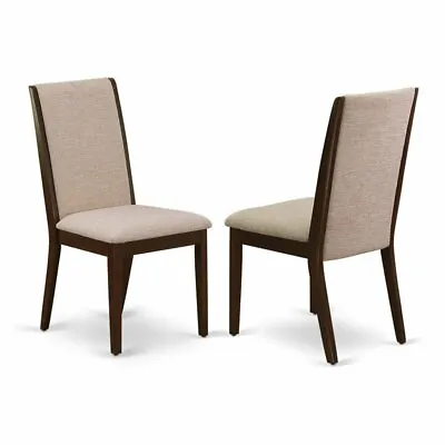 East West Furniture Lancy 39  Fabric Dining Chairs In Mahogany/Brown (Set Of 2) • $177.85