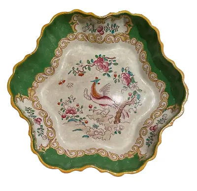 Mintons Green Cockatrice Very Rare Hand Painted 8  Fluted Dish Patt 4545 C1895 • $399