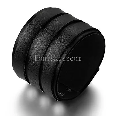 Punk 3 Layer Wide Belt Leather Men's Bracelet Adjustble Wristband Cuff Bangle • $8.54