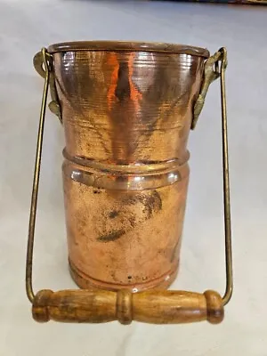Vintage Copper Pot Bucket Vessel Pail Made In Turkiye 8 X4-3/4  Home Decor • $26