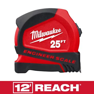 25 Ft. Compact Tape Measure With Engineer Scale MILWAUKEE  • $21.73