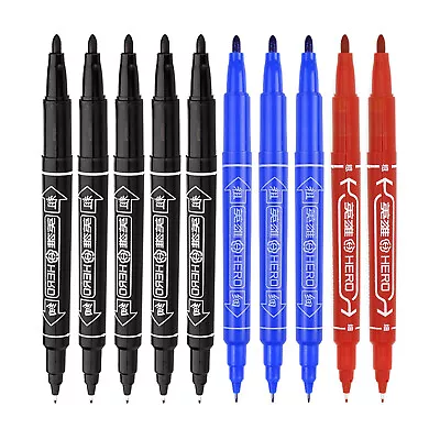 10x Fineliners Felt Tip Pens Dual Nibs Permanent Marker Pens Black Blue Red Ink • $4.99