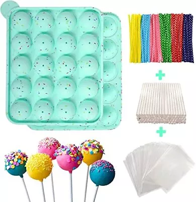 BPA Free Cake Pop Mold Silicone Molds With 100 Cake Pop Sticks + 100 Treat Ba... • $15.79