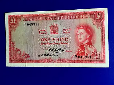 RHODESIA £1 Banknote 1964 In Excellent Condition • £74.99