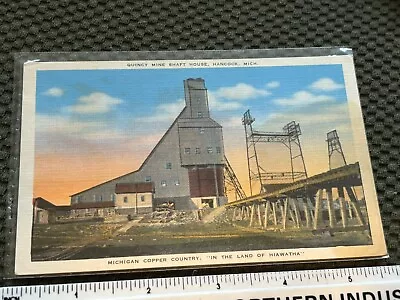 1940 Era Hancock MI MINING Postcard Quincy Mine - Upper Peninsula UP • $6.50