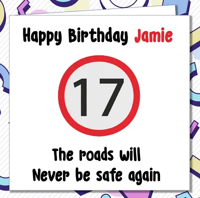 Personalised 17th Birthday Card Learner Car Son Daughter Grandson Niece /FT • £2.99