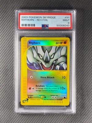 $1.25 • Buy Pokemon Card PSA 9 Mint Rhyhorn Skyridge 2003 Reverse Holo 91/144