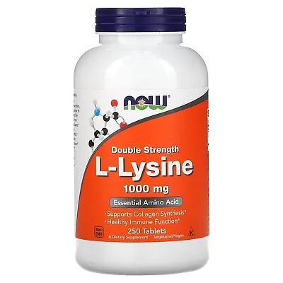 Now Foods L-Lysine 1000 Mg 250 Tablets GMP Quality Assured Kosher Vegan • $21.51