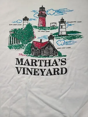 Martha's Vineyard Destination Shirt White Fruit Of The Loom Best Large Tee 21x24 • $39.95