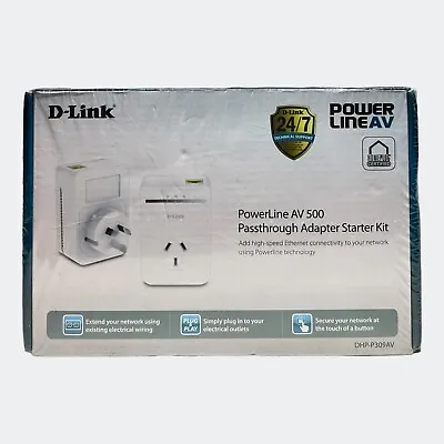 Brand New & Sealed D-Link Powerline AV500 Passthrough Starter Kit (DHP-P309AV) • $98.99