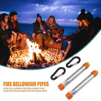 Collapsible Fire Bellowing Tool Outdoor Camping Gear Fire Blower Pipes Pack 2 • $13.09