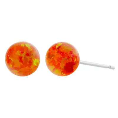 Mexican Fire Synthetic Australian Opal Ball Stud Post Earrings Orlena • $15.95